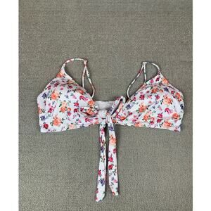 Bikini Swim Top Floral‎ Ribbed White Size 4XL